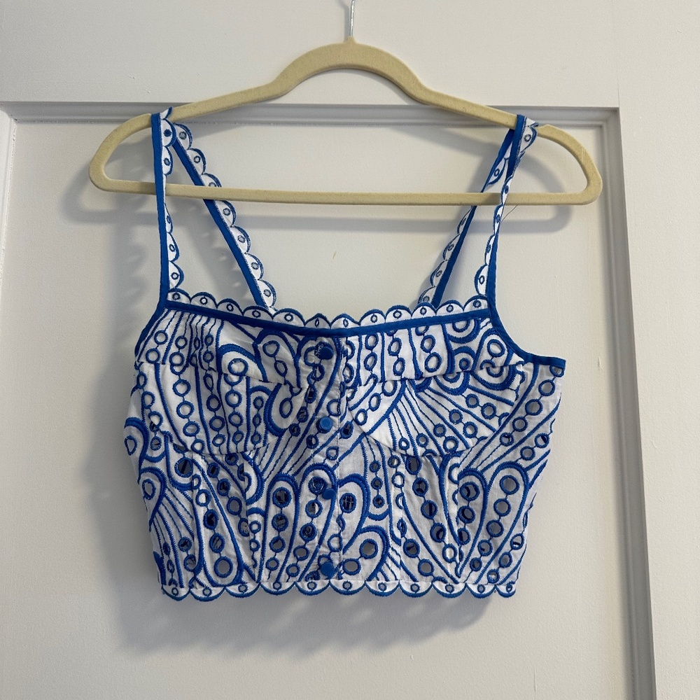 Chiro Ruiz Blue and White Crop Top S